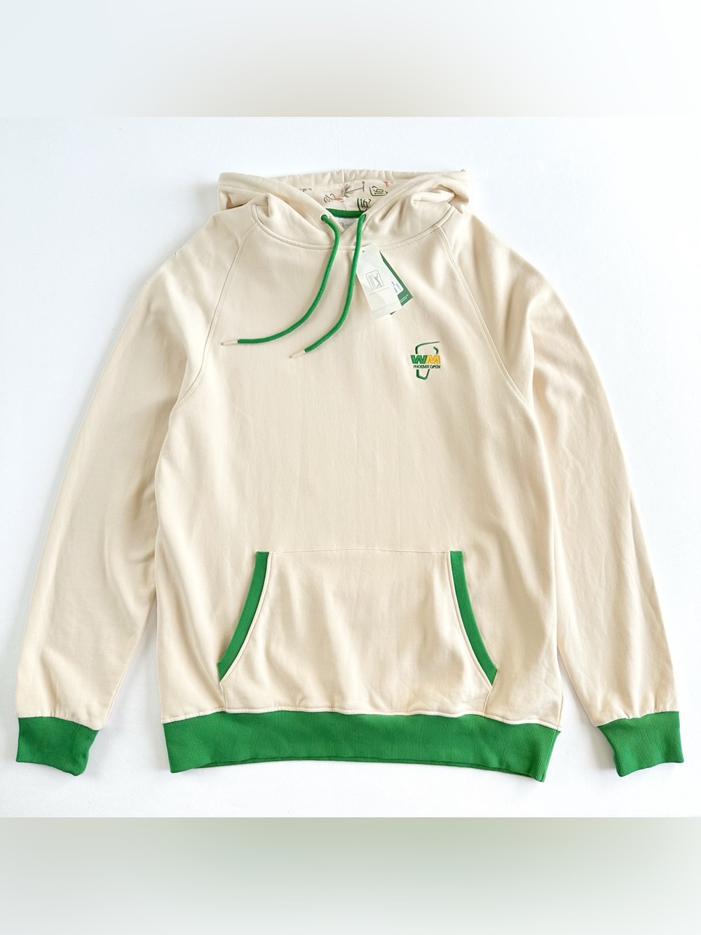 Barstool Golf WM Phoenix Open Raglan Pullover Hoodie Cream Green Accents 2XL